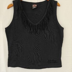 Harley Davidson Black Fringe Texas Sleeveless Tank Top Shirt Women’s Size XL
